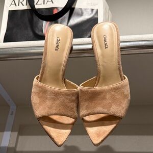L'AGENCE Beige Suede Women's Mules